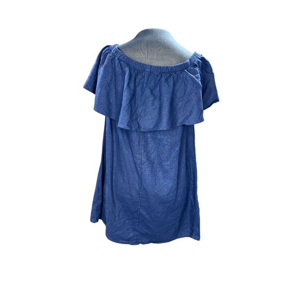 Old Navy Womens Blue Off-Shoulder Ruffle Top M Petite - Picture 3 of 8